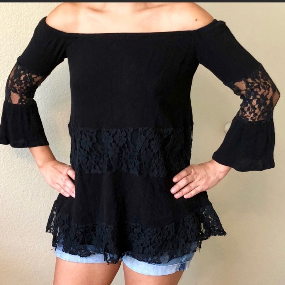 Free People off shoulder bell sleeve top